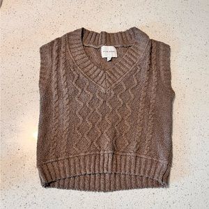 Cropped Sweater Vest in Mocha Brown NWOT